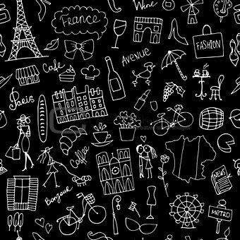 France sketch, seamless pattern for your design