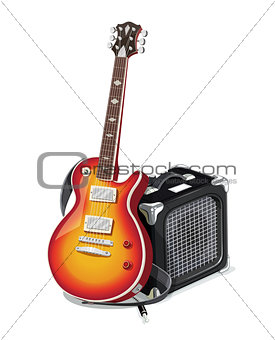 Classic electric guitar with amplifier.