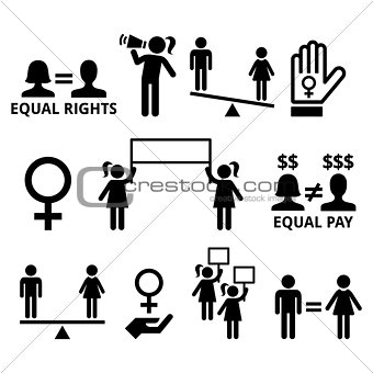 Women's rights, feminism, equal rights form men and women