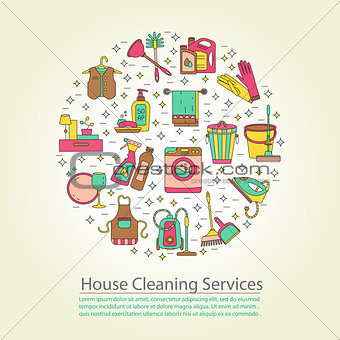 House cleaning vector card.