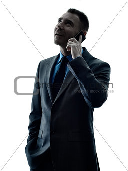 business man telephone silhouette isolated