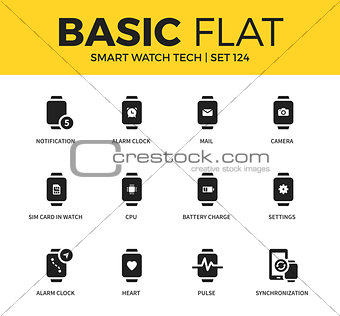Basic set of Smart watch tech icons