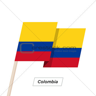 Colombia Ribbon Waving Flag Isolated on White. Vector Illustration.