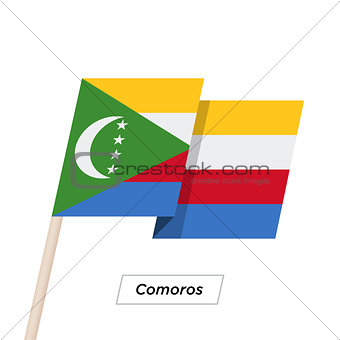 Comoros Ribbon Waving Flag Isolated on White. Vector Illustration.