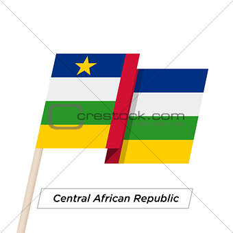 Central African Republic Ribbon Waving Flag Isolated on White. Vector Illustration.