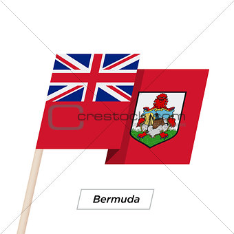 Bermuda Ribbon Waving Flag Isolated on White. Vector Illustration.
