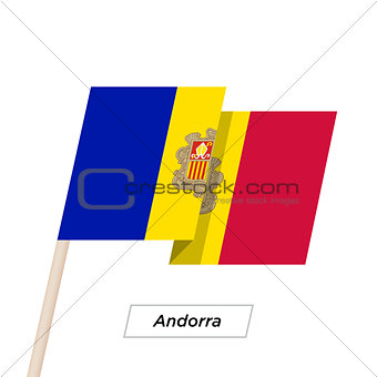 Andorra Ribbon Waving Flag Isolated on White. Vector Illustration.