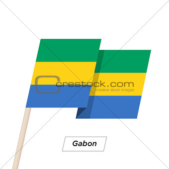 Gabon Ribbon Waving Flag Isolated on White. Vector Illustration.