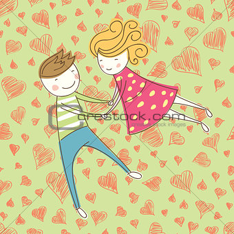 Vector Seamless Card With Couple 24 [Converted]