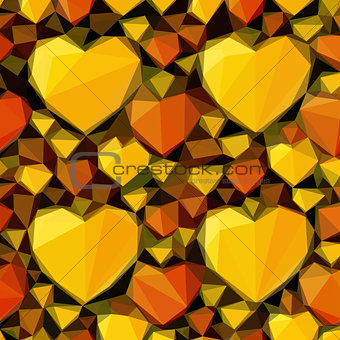 Low Poly Background with Hearts