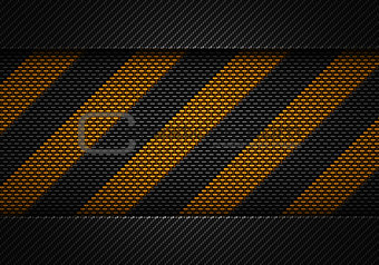 Abstract black carbon textured material design with warning tape