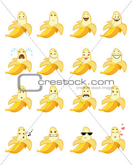 Sixteen banana emojis 