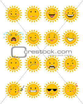 Sixteen sun emojis 