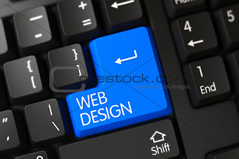 Blue Web Design Keypad on Keyboard. 3D.