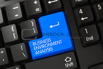 Keyboard with Blue Button - Business Environment Analysis. 3D.