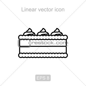 Cream pie. Linear vector icon.