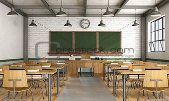 Vintage classroom without student
