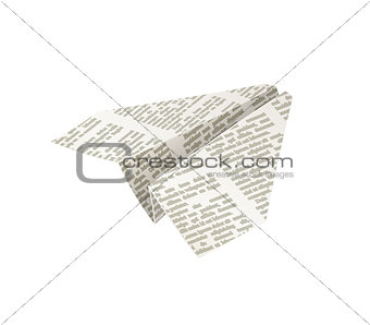 Paper origami airplane. Newspaper Handicraft