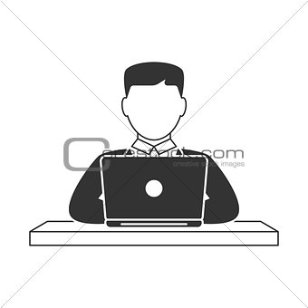 Man working on laptop icon