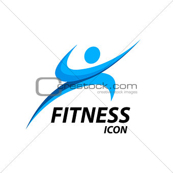 Fitness logo with abstract healthy body wellness icon. Vector il