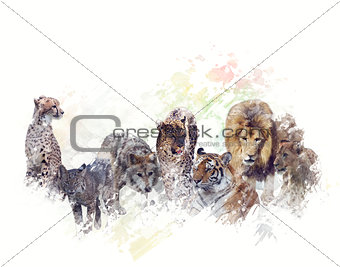 Wild Animals Watercolor
