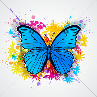Blue butterfly and blots