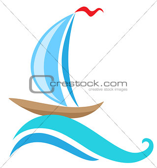 sailing ship and blue wave
