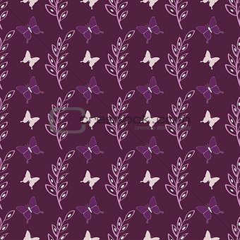 Lovely cute butterfly seamless vector pattern background
