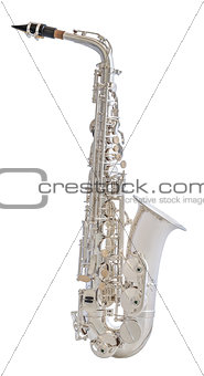 Silver Saxophone Isolated on White Background