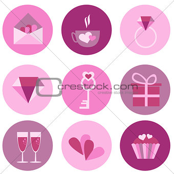 set of icons for Valentines day, Mothers day, wedding