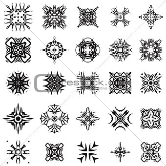 Set of Different Tribal Rosettes Tattoo Design