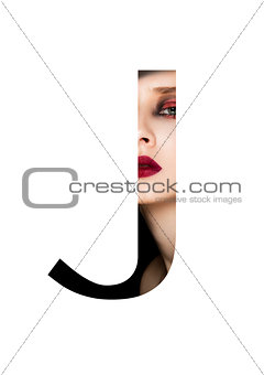 J letter beauty makeup girl creative fashion font