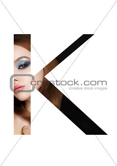 K letter beauty makeup girl creative fashion font