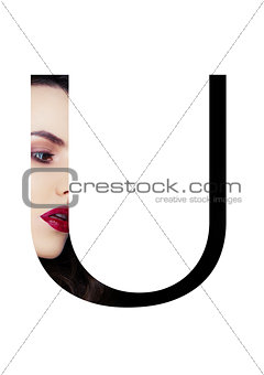 U letter beauty makeup girl creative fashion font