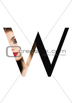 W letter beauty makeup girl creative fashion font
