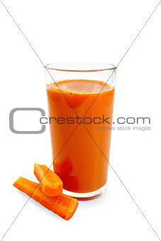 Juice carrot in tall glass with vegetables