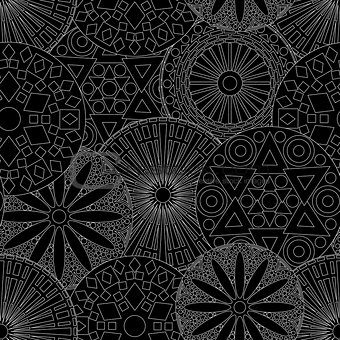 Black and white seamless floral pattern 