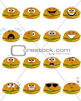 Sixteen hamburgers emojis 