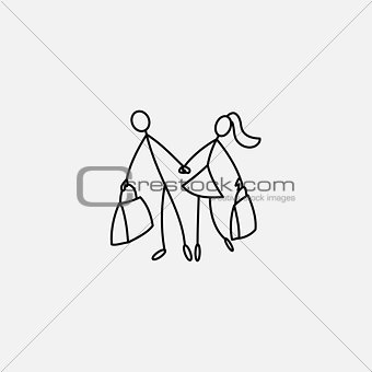 Shoppers Stick Figure Pictogram Icon