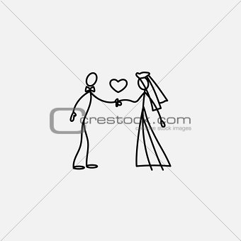 Wedding family icon stick figure vector