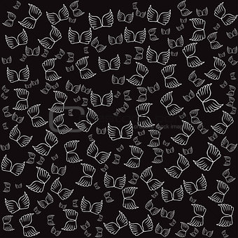 Angel wings black seamless pattern