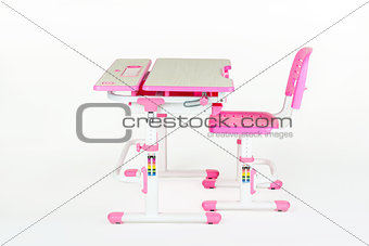 School desk and chair pink