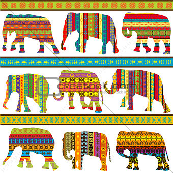 Ethnic motifs  patterned elephants