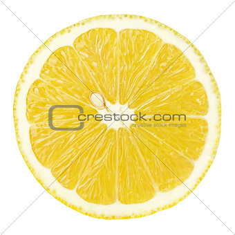 slice of lemon citrus fruit isolated on white