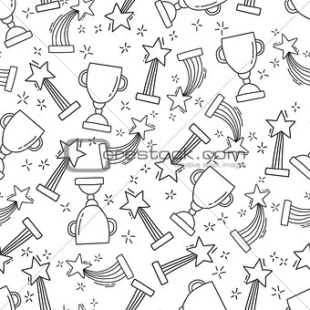 Seamless pattern with hand-drawn awards