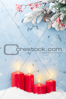 Christmas candles and fir tree
