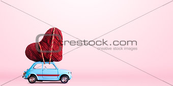 Retro toy car with Valentine heart