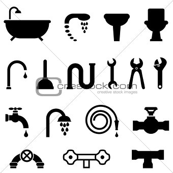 Plumbing and bathroom icons