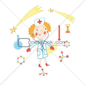 Vector funny doctor on a white background
