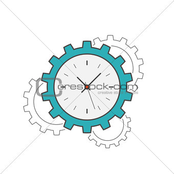 Clock gear flat line icon